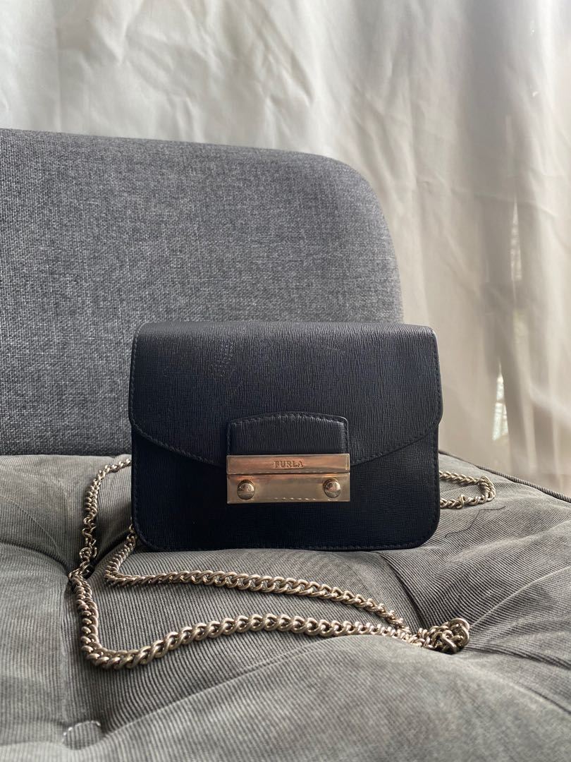 Furla black online sling bag