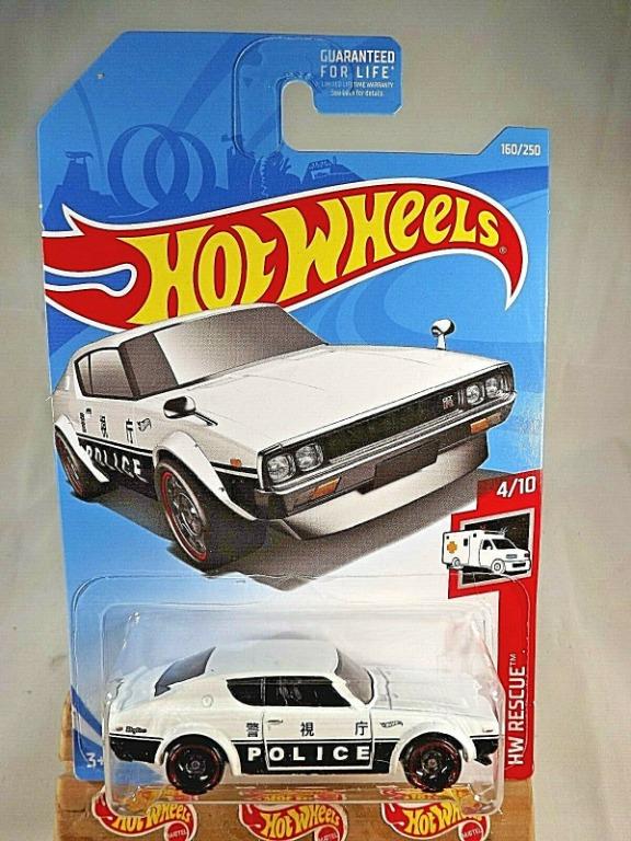 FYC81 HOTWHEELS NISSAN SKYLINE 2000 GT R WHITE POLICE CAR