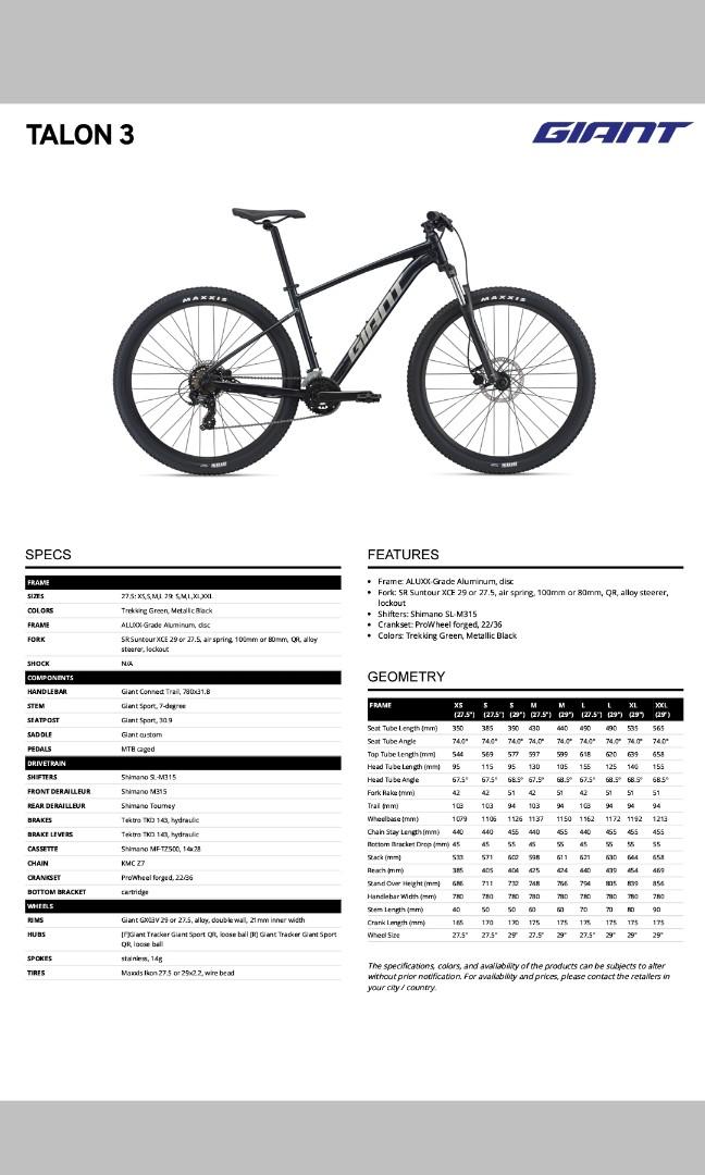Giant Talon 3 Sports Equipment Bicycles Parts Bicycles on