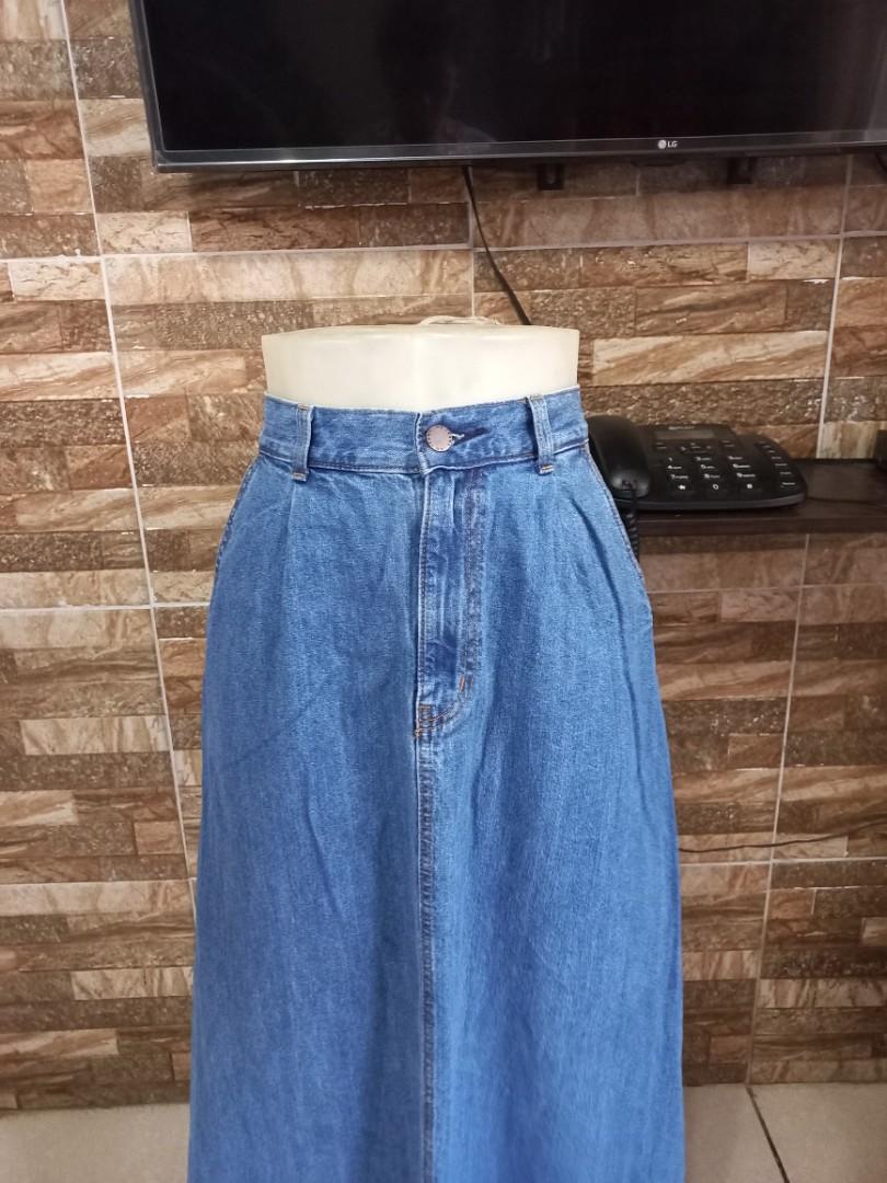 Gu Maxi Denim Skirt, Women'S Fashion, Bottoms, Skirts On Carousell