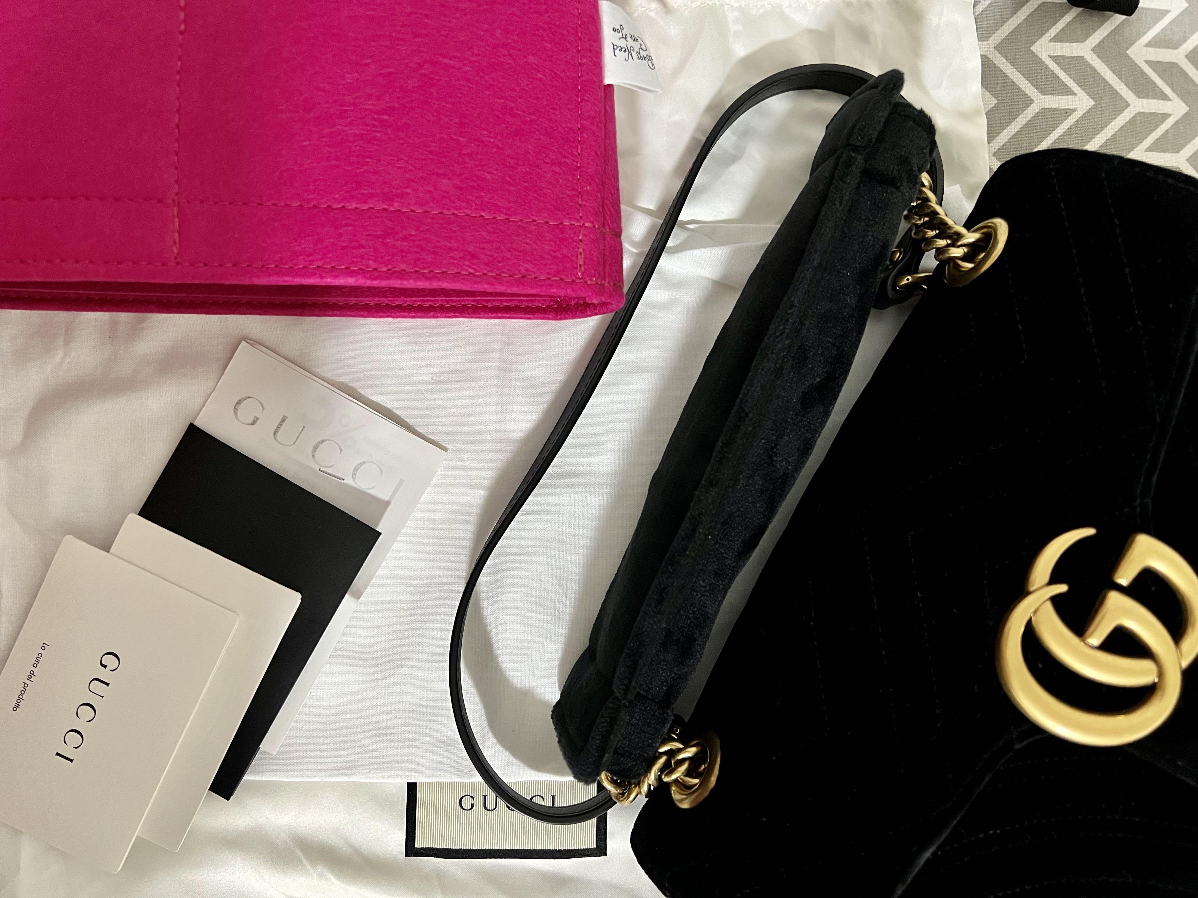 Gg marmont velvet hotsell small shoulder bag