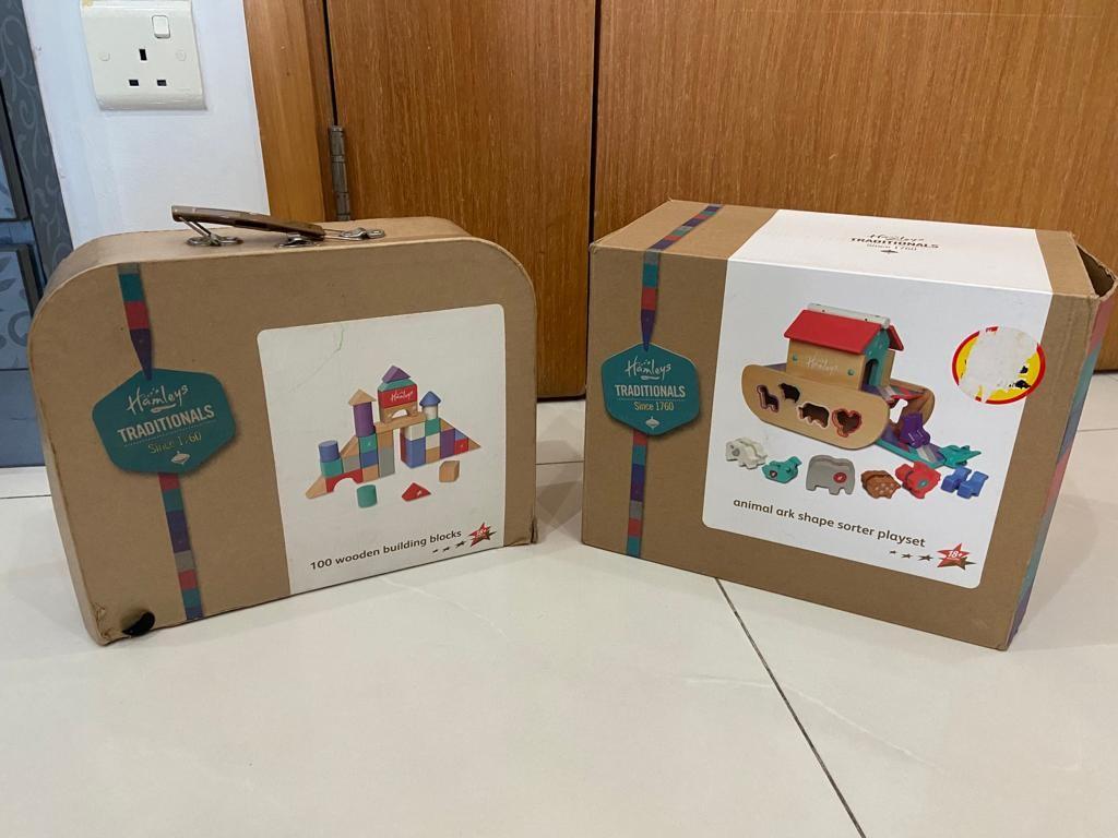 Hamley's Wooden Blocks and Farm Animal 2 set of toys, Hobbies & Toys, Toys & Games on Carousell