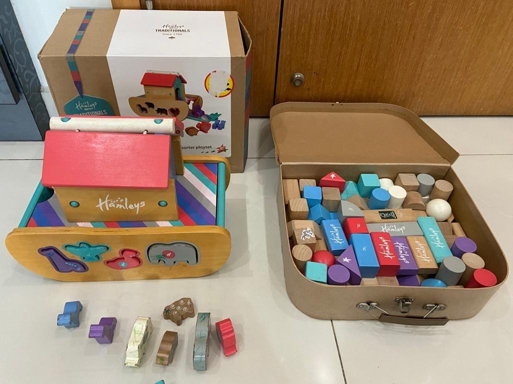 Hamley's Wooden Blocks and Farm Animal 2 set of toys, Hobbies & Toys, Toys & Games on Carousell