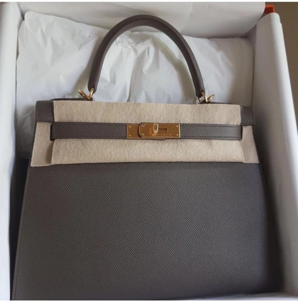 Hermes Kelly 25 Gris Etain Epsom Sellier, Luxury, Bags & Wallets on  Carousell