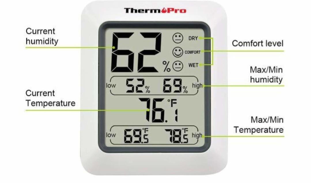 Thermopro Tp50 Digital Hygrometer Indoor Thermometer Room Thermometer And  Humidity Gauge With Temperature Humidity Monitor In White : Target