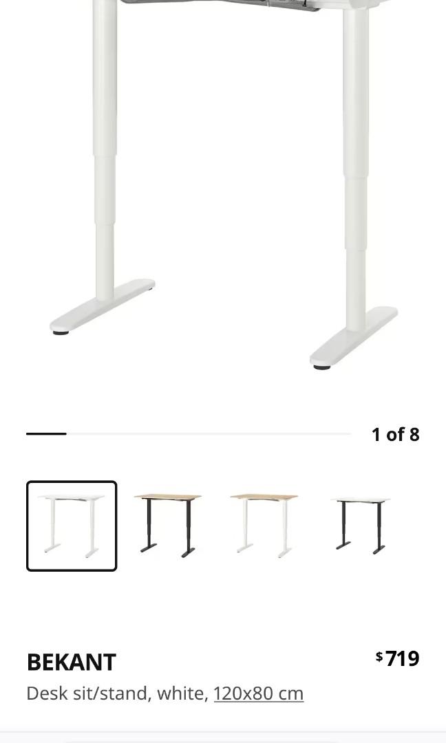 Ikea adjustable table (Category: Tables & Sets) located in Singapore. Submitted by cindylmy (Listing ID 1171453099, Image 3). Description: - fully functional IKEA Berkant 120cm x 80cm - height 65cm to 125cm, adjustable using a press of the button - comes with table surface protector (grey colour covering in photos, but is removable) you get a brand new looking table top - original price $719, great deal!!! - bought in early 2021 - selling because