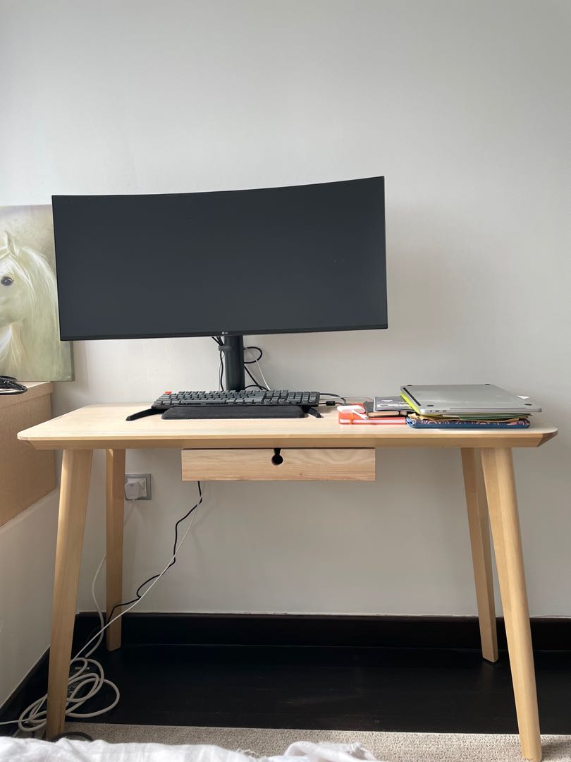 IKEA Lisabo Desk with drawer 118 x 45cm Furniture Home Living