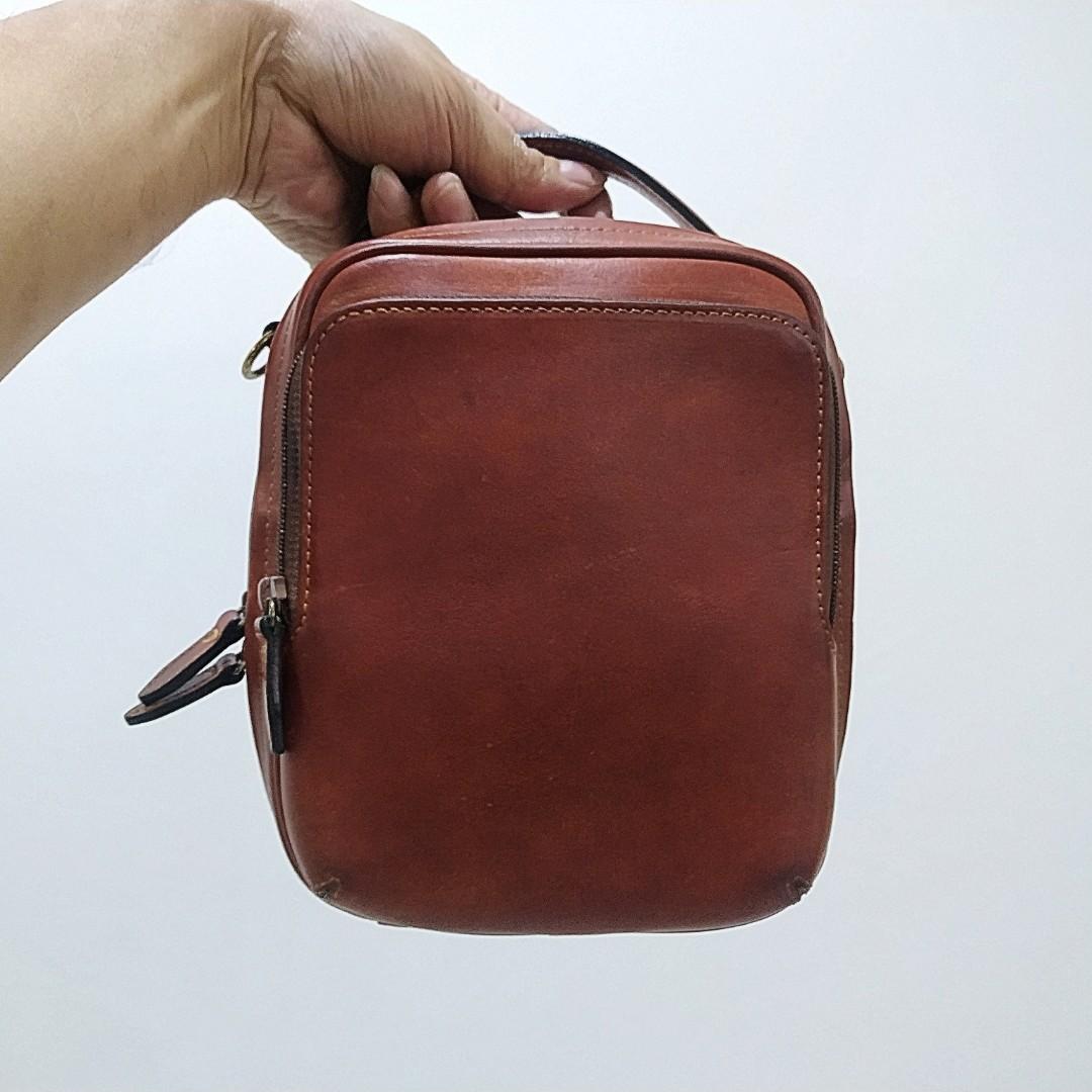 INDEED full leather small clutch/sling bag, Men's Fashion, Bags, Belt