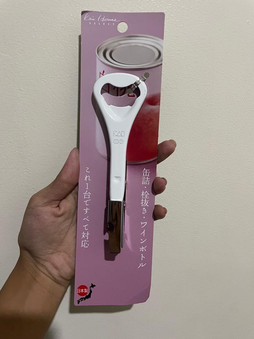 KAI Japanese Multi-function Can Opener (Category: Other Kitchenware & Tableware) located in Manila. Submitted by nihon_finds.ph (Listing ID 1171579369, Image 1). Description: Made in Japan Stainless steel with Anti-rust Carbon With Wine opener at the back.