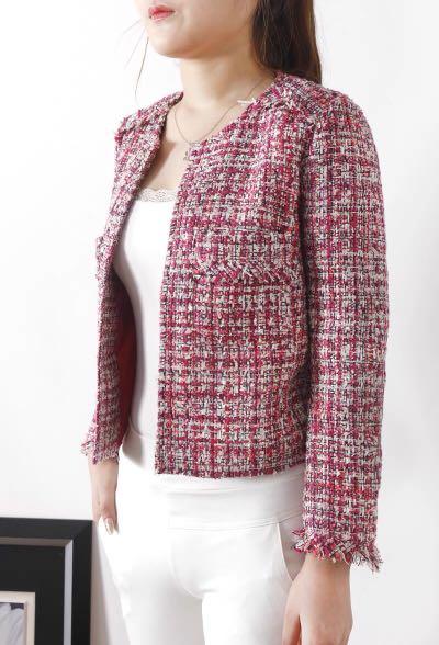 Kate spade 2024 pink tweed jacket