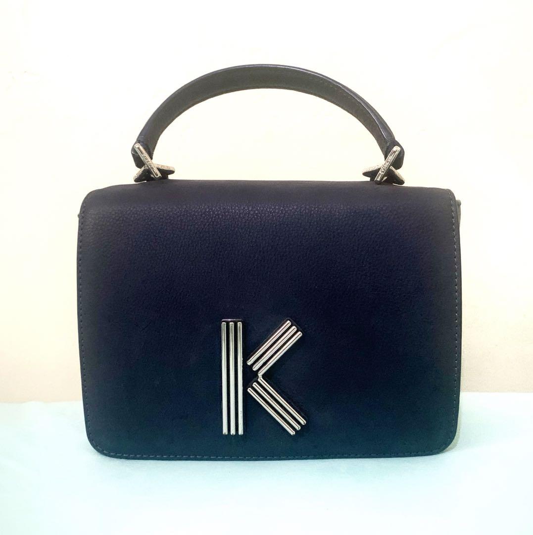 Kenzo Navy Blue Leather K Crossbody Bag Luxury Bags Wallets on
