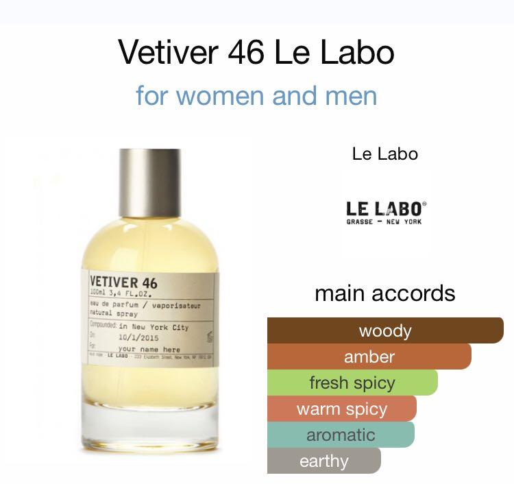LE LABO VETIVER 46 1.5ml, Beauty  Personal Care, Fragrance  Deodorants on  Carousell