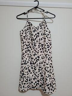Ava cream and black Leopard print dress