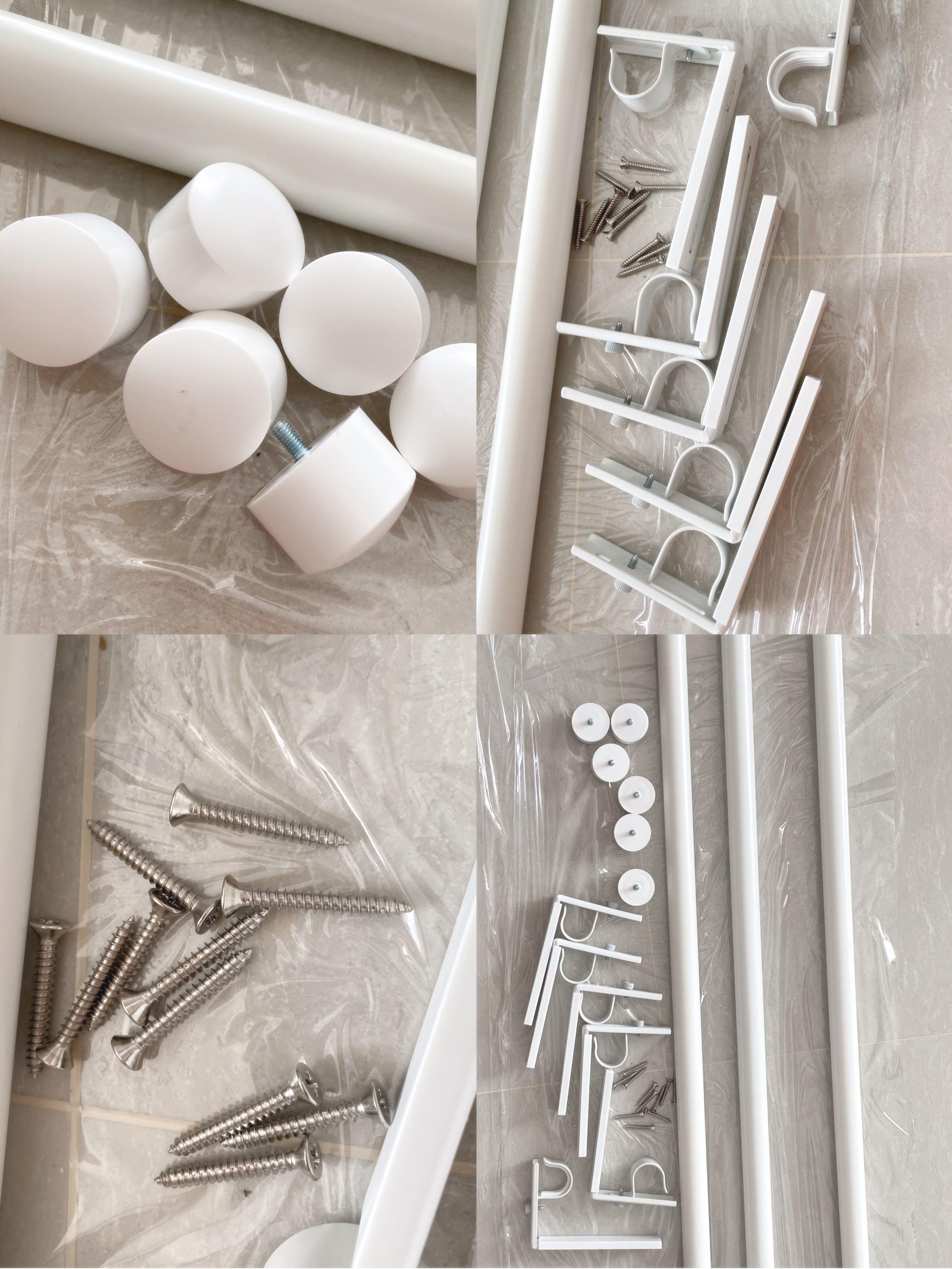 New White Ikea Hugad Curtain Rods wFinal, Bkt, screws, Furniture & Home