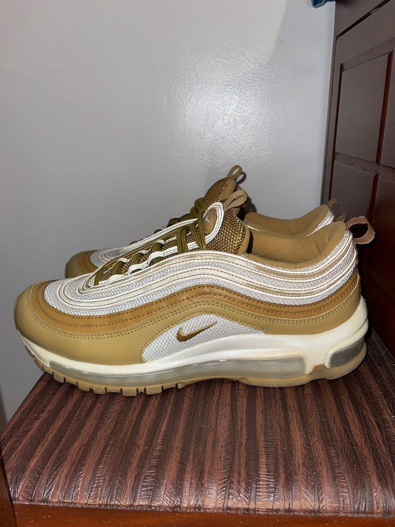 Nike Airmax 97 Gold Unisex (Category: Sneakers) located in Quezon City. Submitted by robinbatsky (Listing ID 1171603224, Image 2). Description: Nike Airmax 97 Gold Unisex Size: US 9 RFS: only used it once No box.