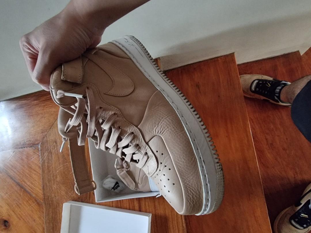 Nikelab Air Force 1 Mid Vachetta Tan (Category: Sneakers) located in Pasig City. Submitted by jcrobles9 (Listing ID 1171481154, Image 3). Description: Selling: Nikelab Air Force 1 Mid complete with box and extra laces 7/10 condition (slight sole sep due to age) purchased from Nikelab PS7 (Hong Kong) pm for offers.