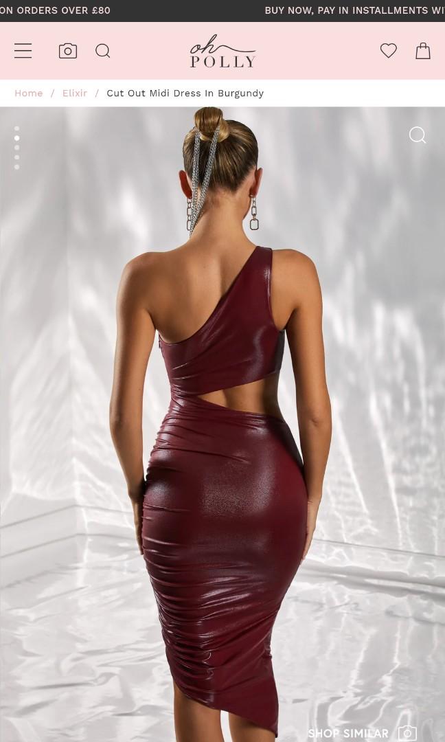 Oh Polly Sexy maroon leather like dress UK4 6