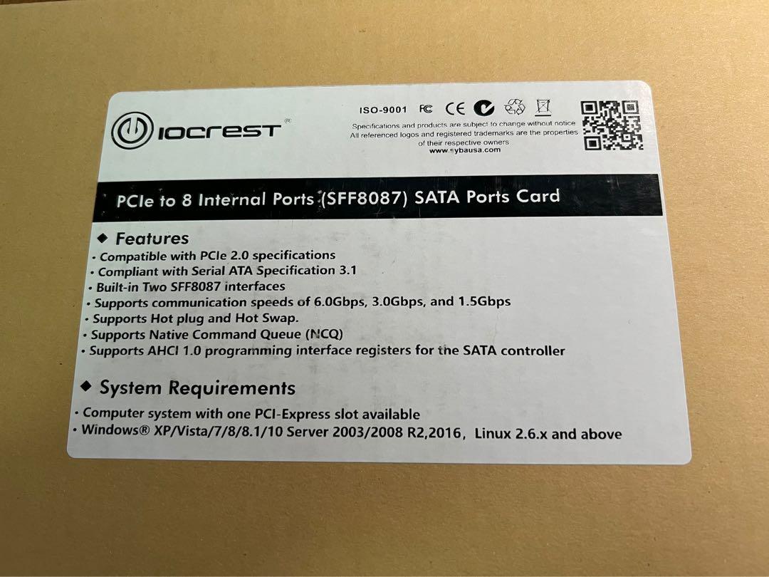 PCIe Expansion Card Mini SAS SFF8087 Ports + SATA breakout cables to 8 HDD Hard Drive Unraid