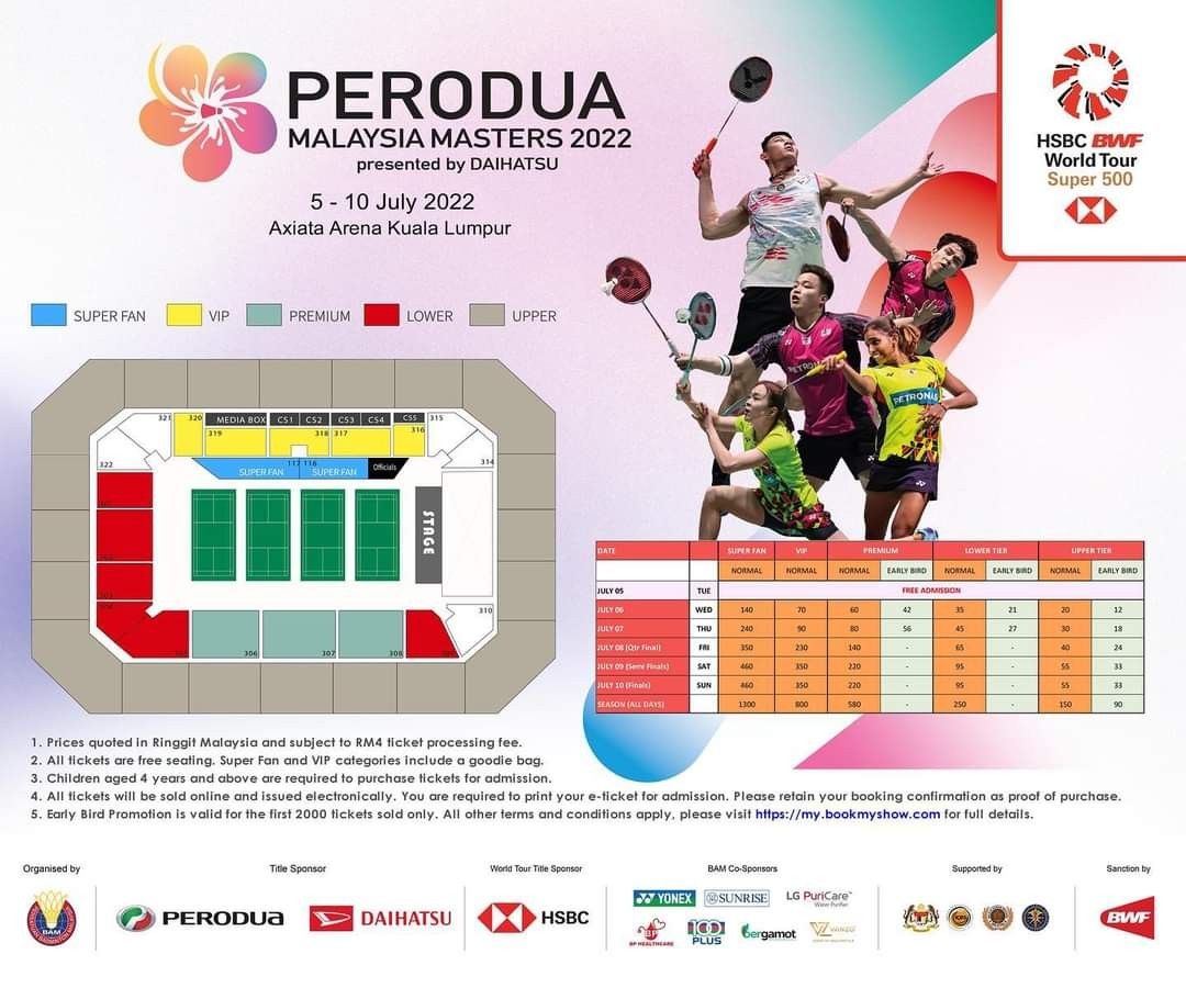 PERODUA MALAYSIA MASTERS FINAL TICKET UPPER, Tickets & Vouchers, Event