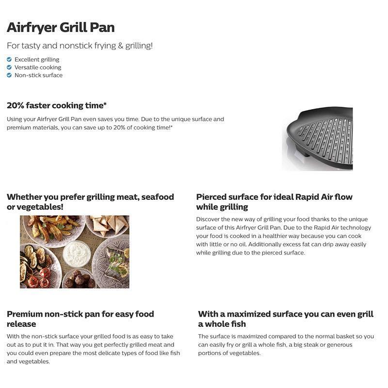 Philips Air Fryer Grill Pan HD9910, Furniture & Home Living