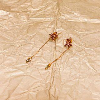 Pink flower earrings
