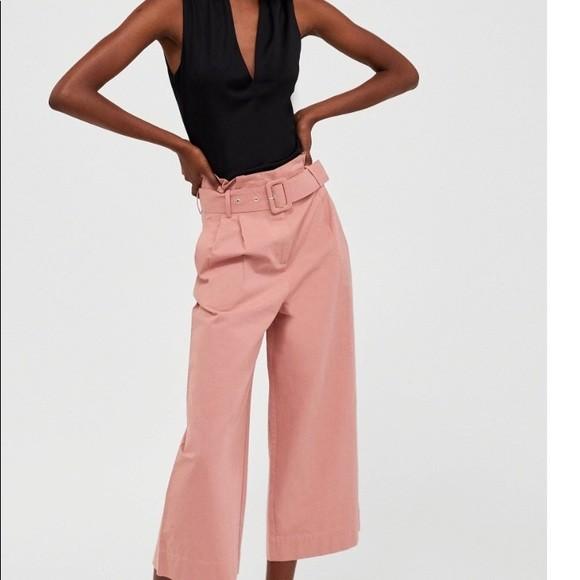 PRELOVED] ZARA HIGH WAIST TROUSERS PANTS CELANA PANJANG DISTY PINK