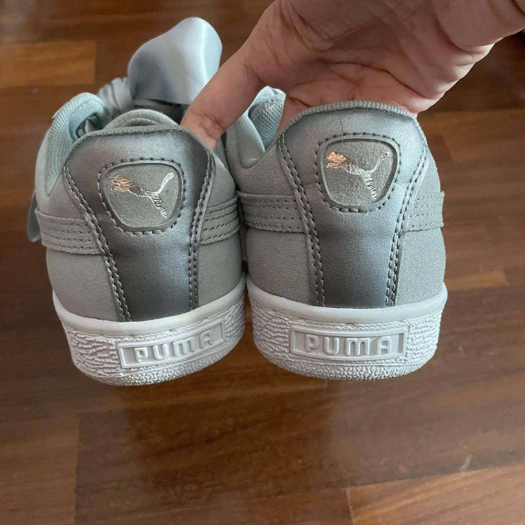 puma suede sneakers with satin ribbon
