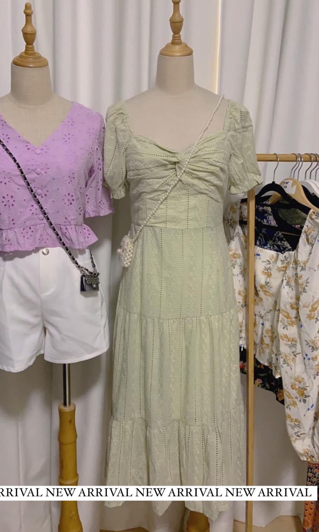 Sage green eyelet dress, Women's Fashion, Dresses & Sets, Dresses on