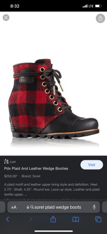 Sorel buffalo hot sale plaid wedge