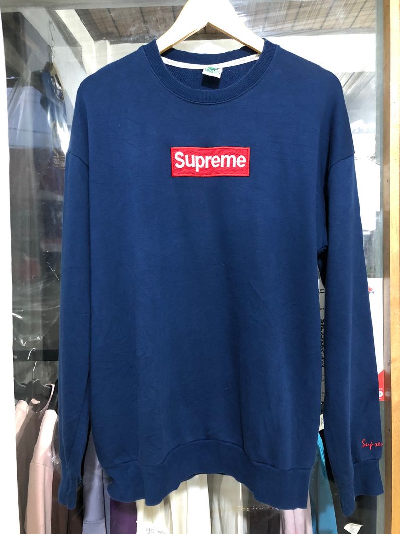 navy blue supreme crewneck