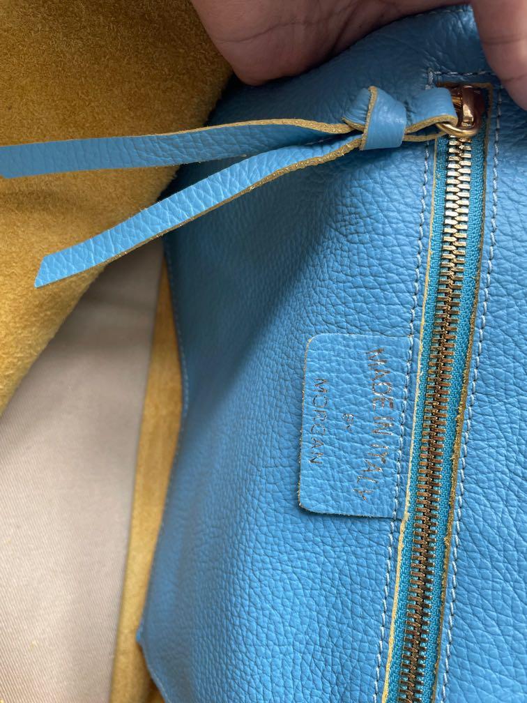 Tas Morgan De Toi ; Tas Ala Bottega ; tas anyam ; tas handbag ; tas sling  kulit ; tas shoulder kulit ; tas kulit warna biru muda ; Tas handbag wanita