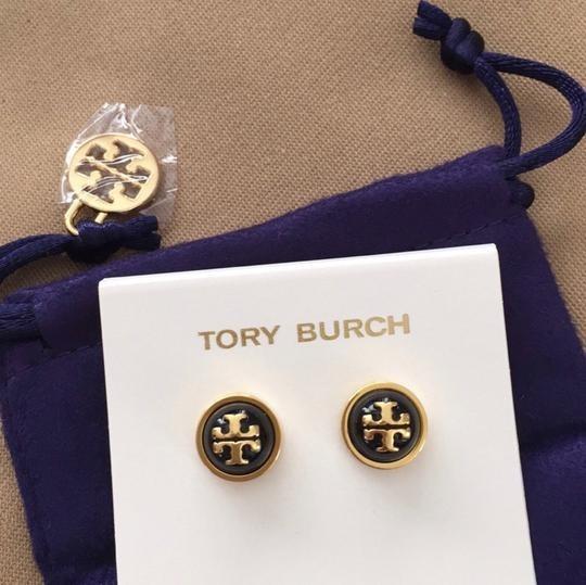 Tory Burch Dark Navy Melodie Stud Earrings Luxury Accessories on