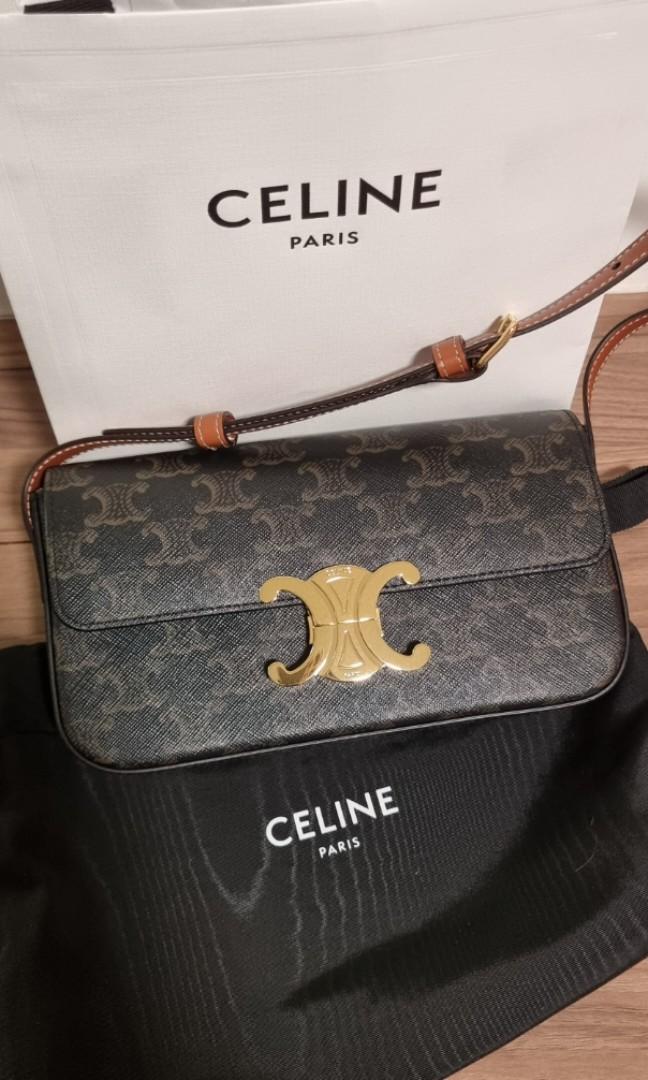 triomphe shoulder bag in triomphe canvas and calfskin
