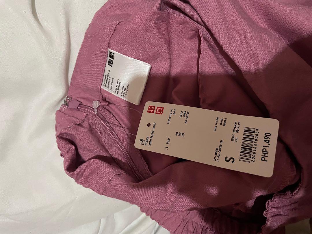 UNIQLO PINK LINEN BLEND SKORT (SMALL) (Category: Skirts) located in Santa Rosa. Submitted by simmerdowns (Listing ID 1171599709, Image 3). Description: rfs: gifted mop: gcash,bpi mod: choice of buyer measurements: check tag pls take this off my hands!!! need it for school! .