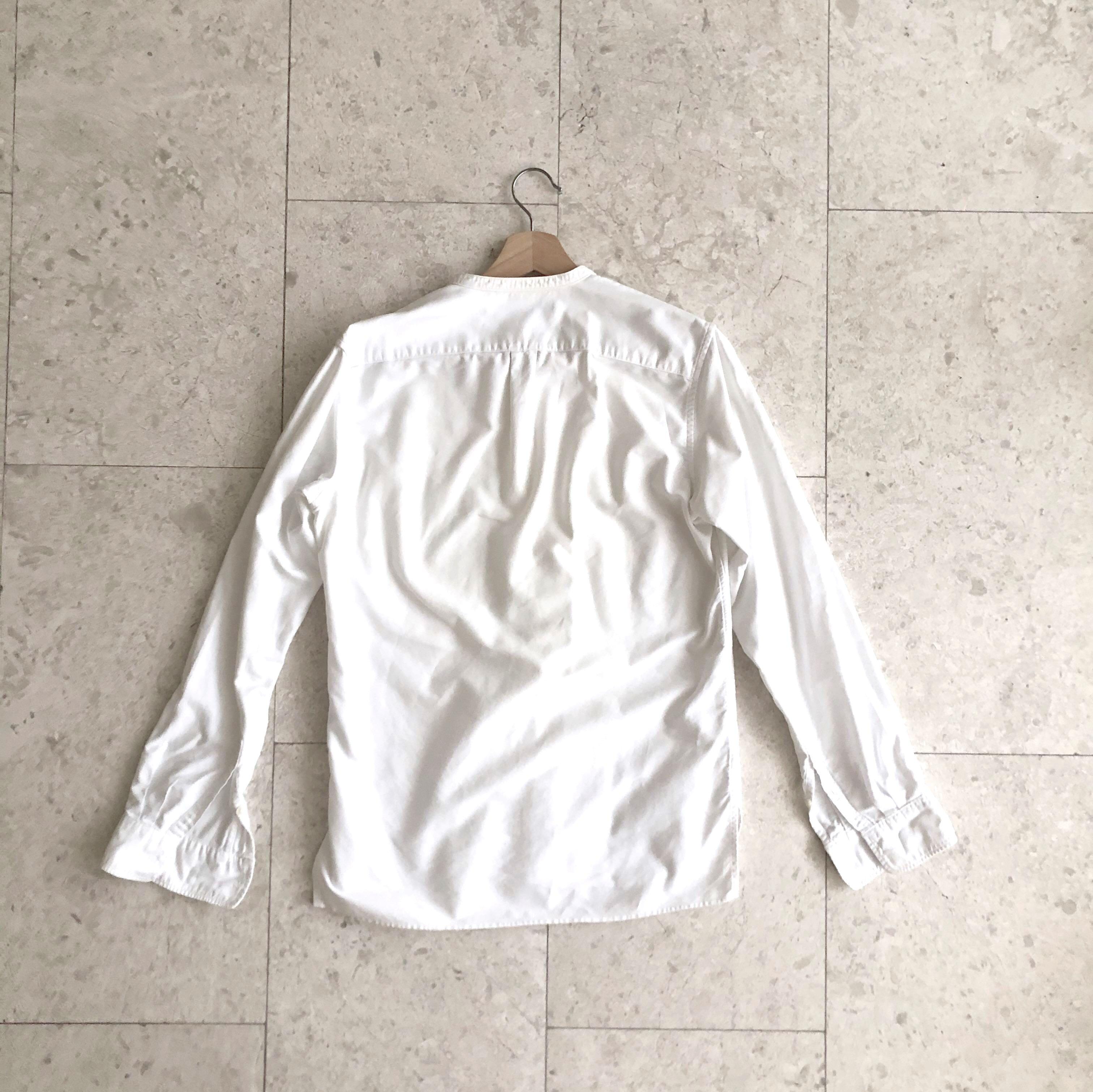 uniqlo x lemaire] band collar popover shirt in white oxford
