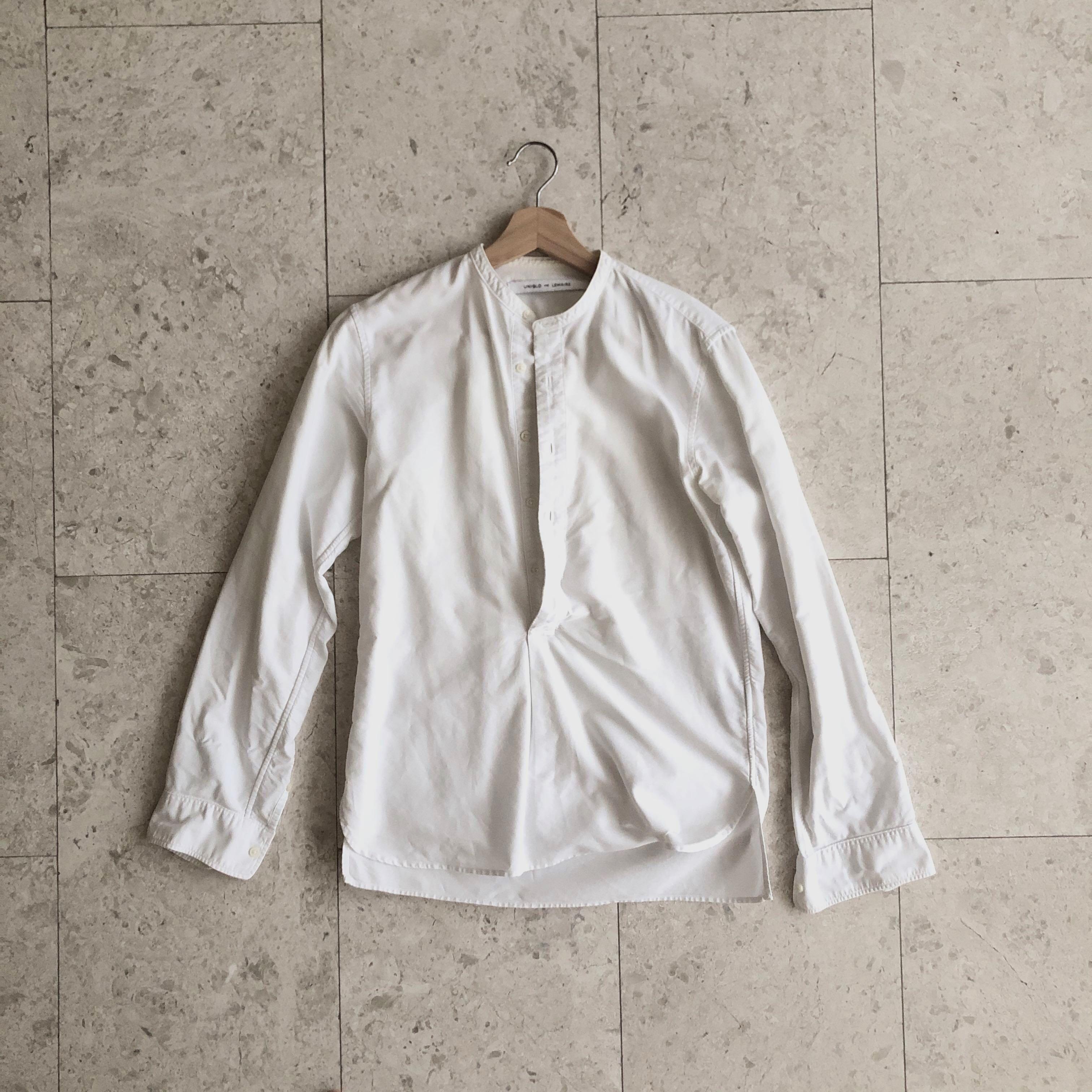 トップス lemaire bandcollar pullover shirts uniqlo x lemaire] band collar popover shirt in white oxford