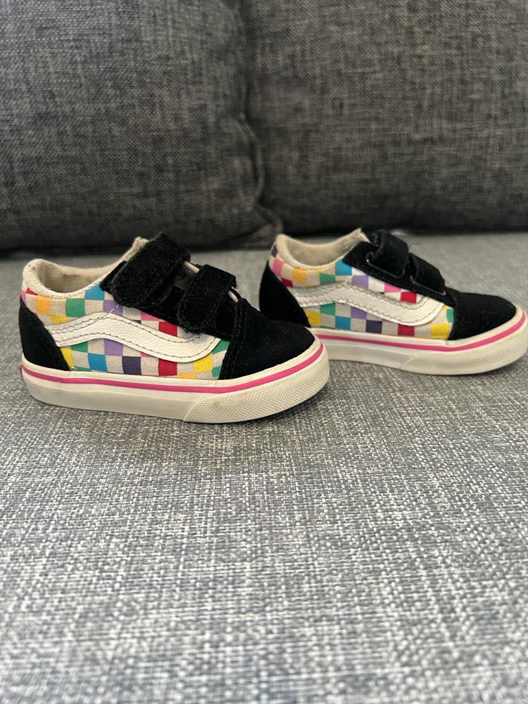 old skool vans rainbow checkered