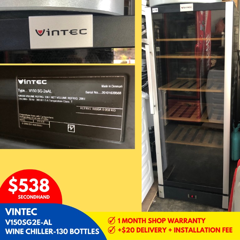 VINTEC WINE CHILLER 130 BOTTLES_V150SG2EAL, TV & Home Appliances