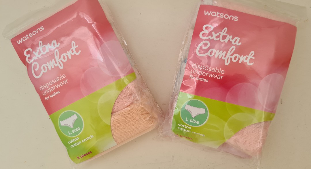 WATSONS Extra Comfort Disposable Underwear for Ladies Size XL (Cotton,  Dermatologically Tested) 5s, Cotton & Paper