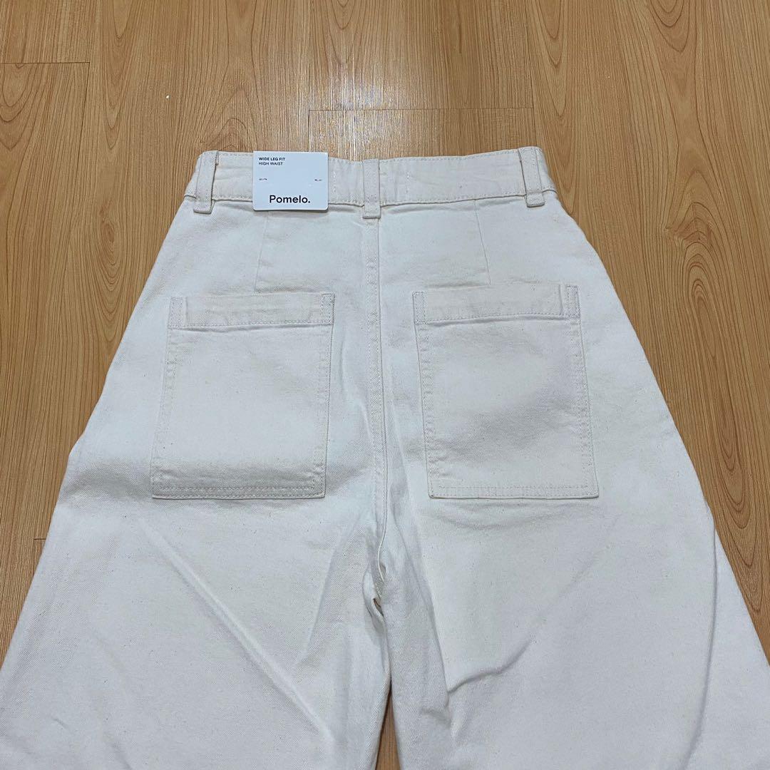 Pomelo White / Ivory Wide Leg Baggy Jeans, Women's Fashion, Bottoms