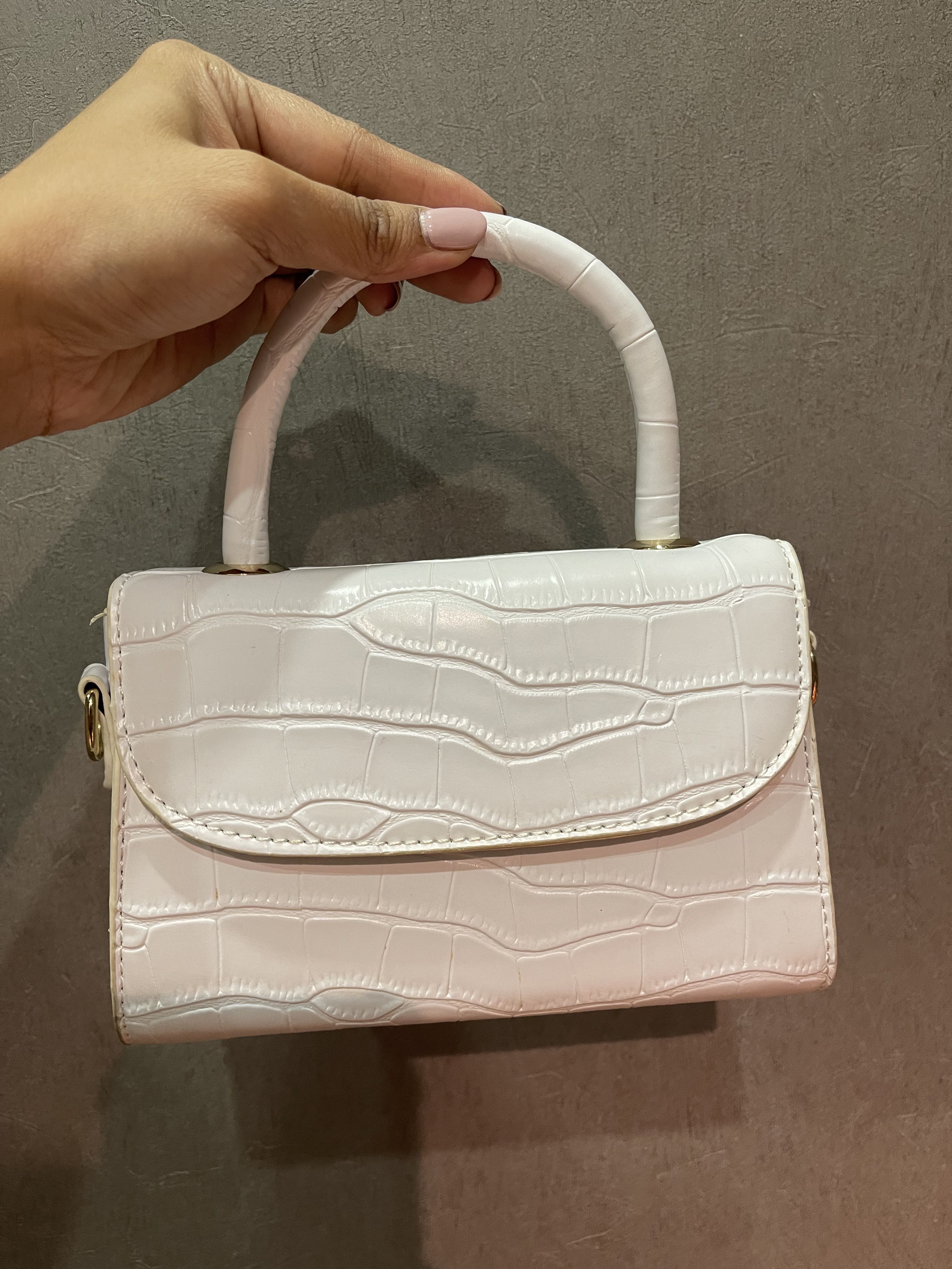 White croc top cross body bag