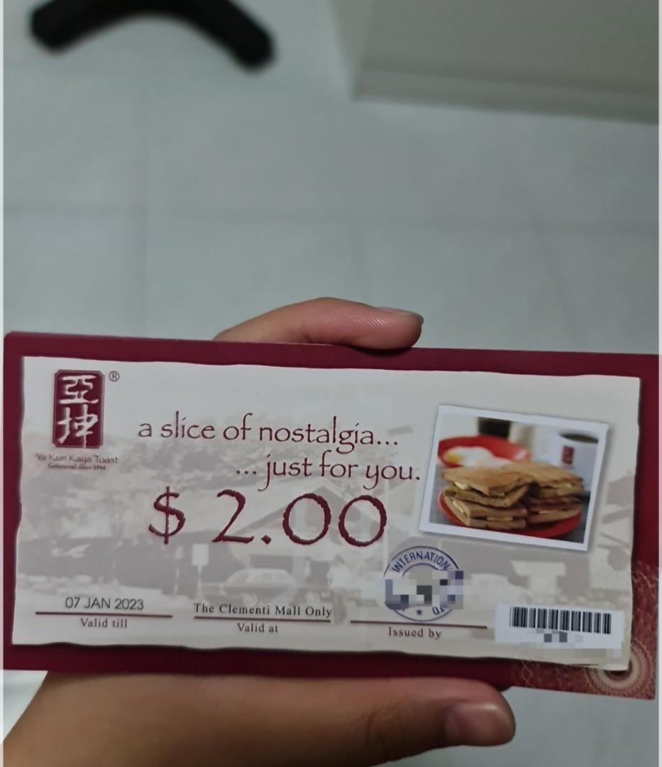 Ya Kun Kaya Toast Gift Vouchers!!, Tickets & Vouchers ...