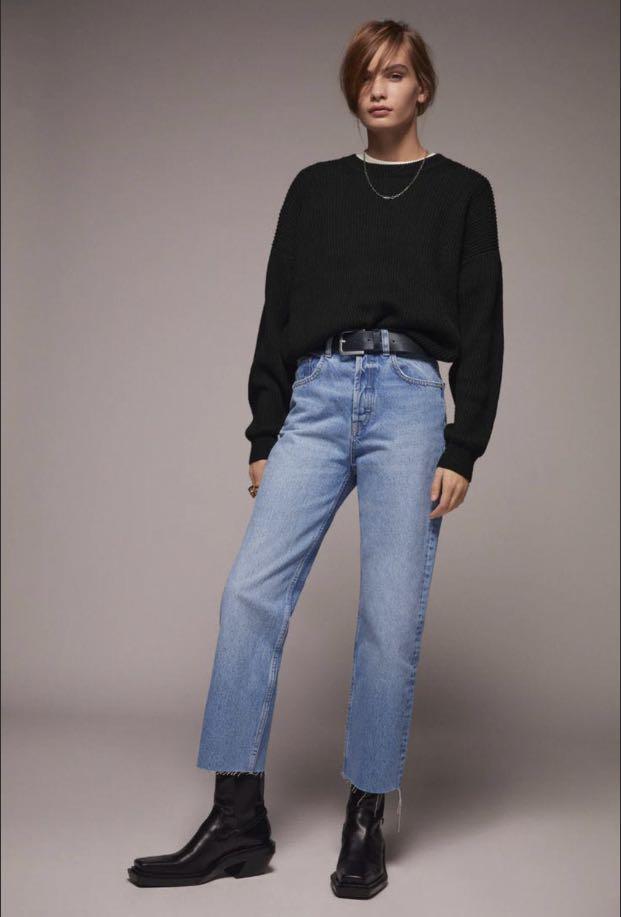 ZARA Hi-Rise Straight Leg Jeans TRF 