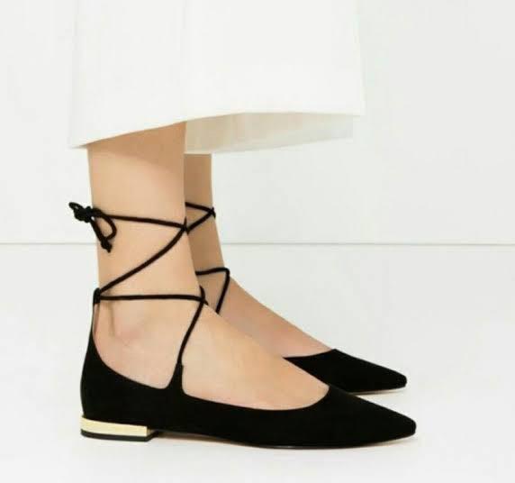 Zara lace up flats top