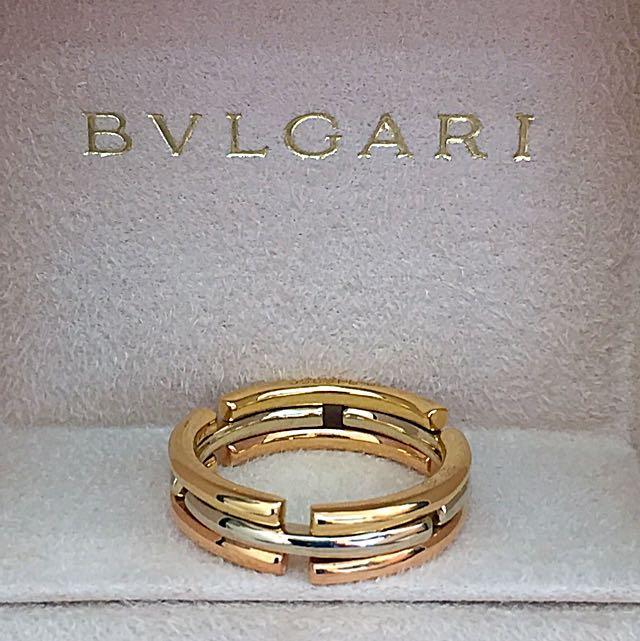 18K Bvlgari Tri Color Collapsible Band Ring R0078 Women s