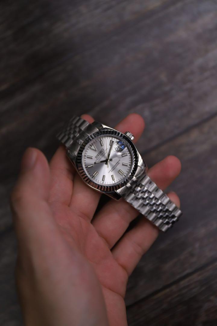36mm Seiko Datejust silver/steel mod, Men's Fashion, Watches & Accessories,  Watches on Carousell
