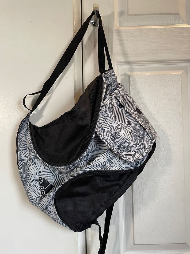 Adidas Nylon Backpack (Black and White), Luxury, Bags & Wallets on