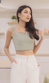 AERILYN NOTCHED CROP TOP #MADEBYLOVET (SAGE) *LIMITED EDITION*
