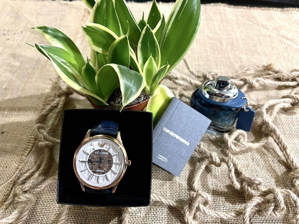 Emporio Armani Automatic Blue Leather Watch Luxury Watches on