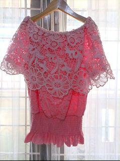 100 ribu dapat 4 Atasan sabrina pink brokat bagus